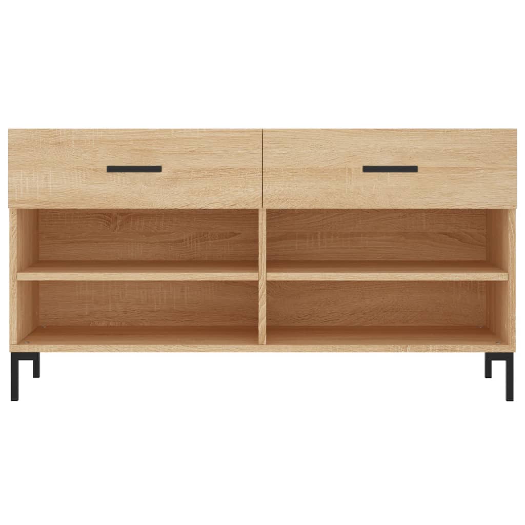 vidaXL Banco zapatero madera de ingeniería roble Sonoma 102x35x55 cm