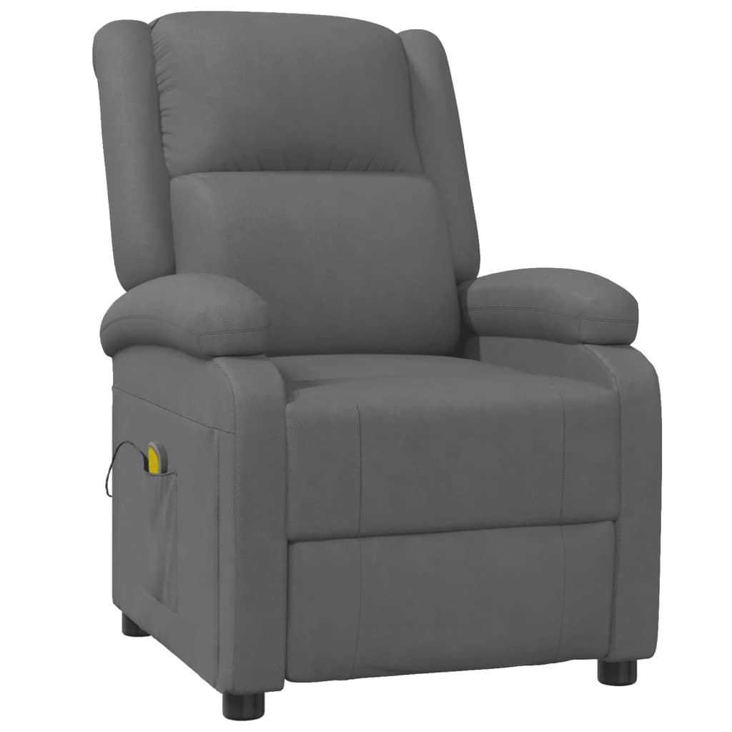 vidaXL Sillón de masaje de cuero sintético gris antracita