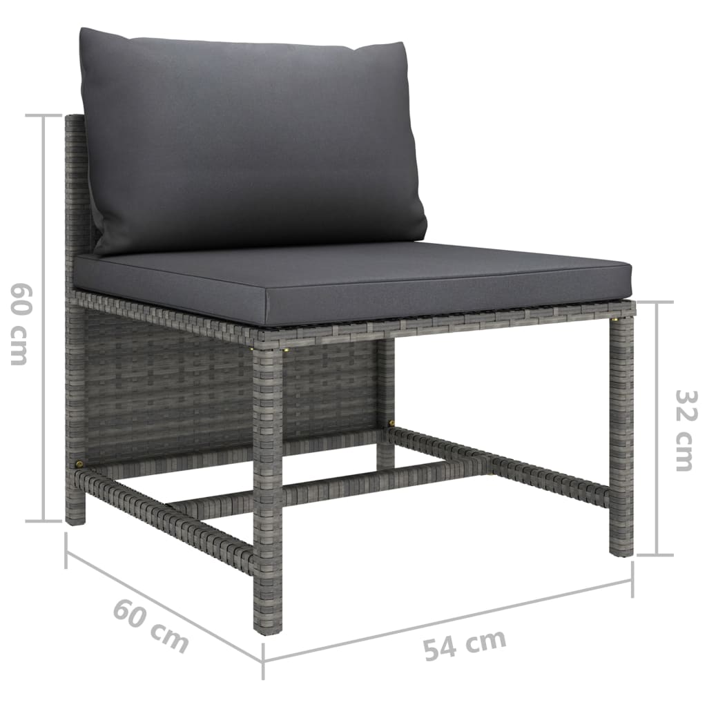 vidaXL Set de muebles de jardín 7 pzas y cojines ratán sintético gris