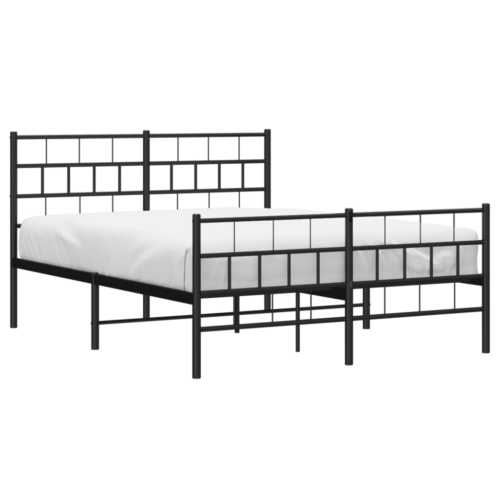 vidaXL Estructura cama sin colchón con estribo metal negro 150x200 cm