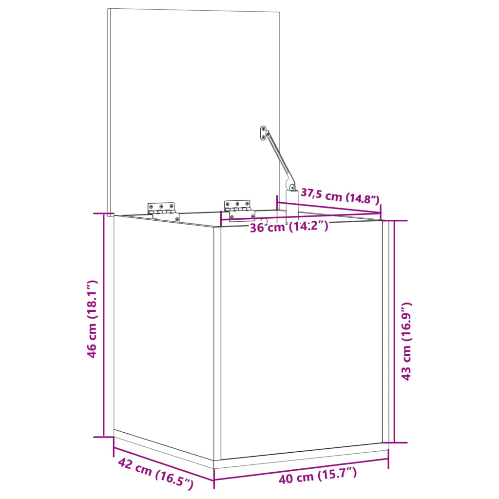 vidaXL Caja de almacenaje madera ingeniería roble marrón 40x42x46 cm