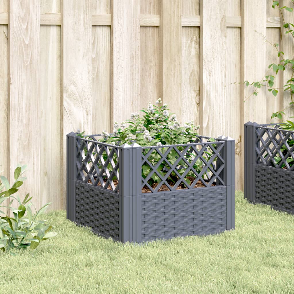 vidaXL Jardinera con clavijas PP gris 43,5x43,5x43,5 cm