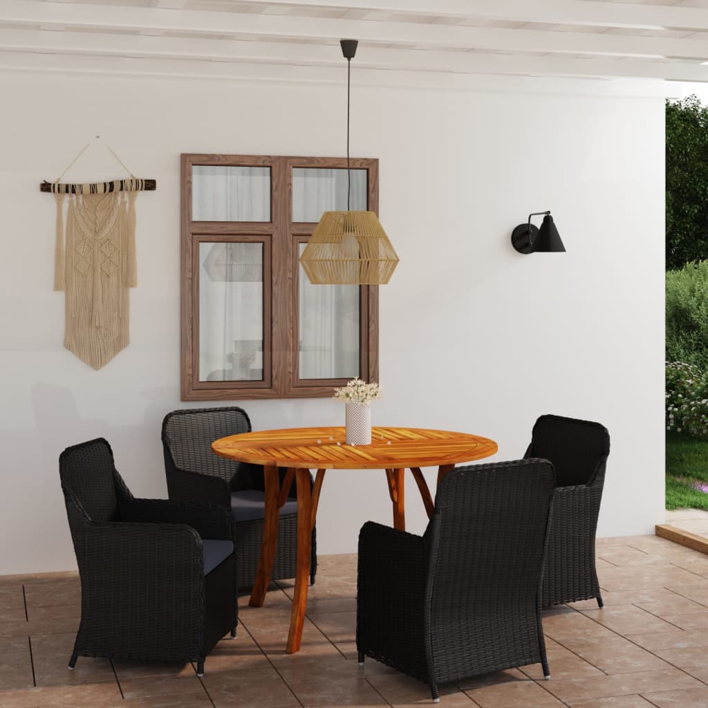 vidaXL Juego de comedor para jardín 5 piezas negro