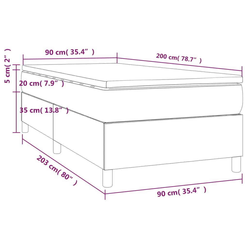 vidaXL Cama box spring con colchón tela gris taupe 90x200 cm