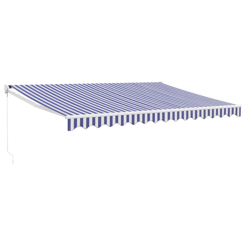 vidaXL Toldo retráctil aluminio y tela azul y blanco 4x3 m