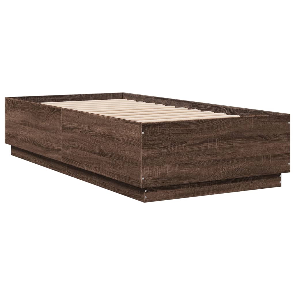 vidaXL Estructura de cama madera de ingeniería roble marrón 75x190 cm