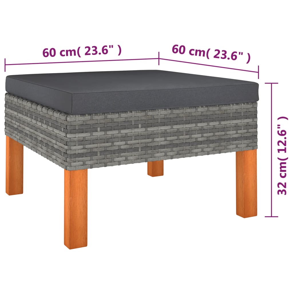 vidaXL Set de muebles de jardín 6 pzas y cojines ratán sintético gris