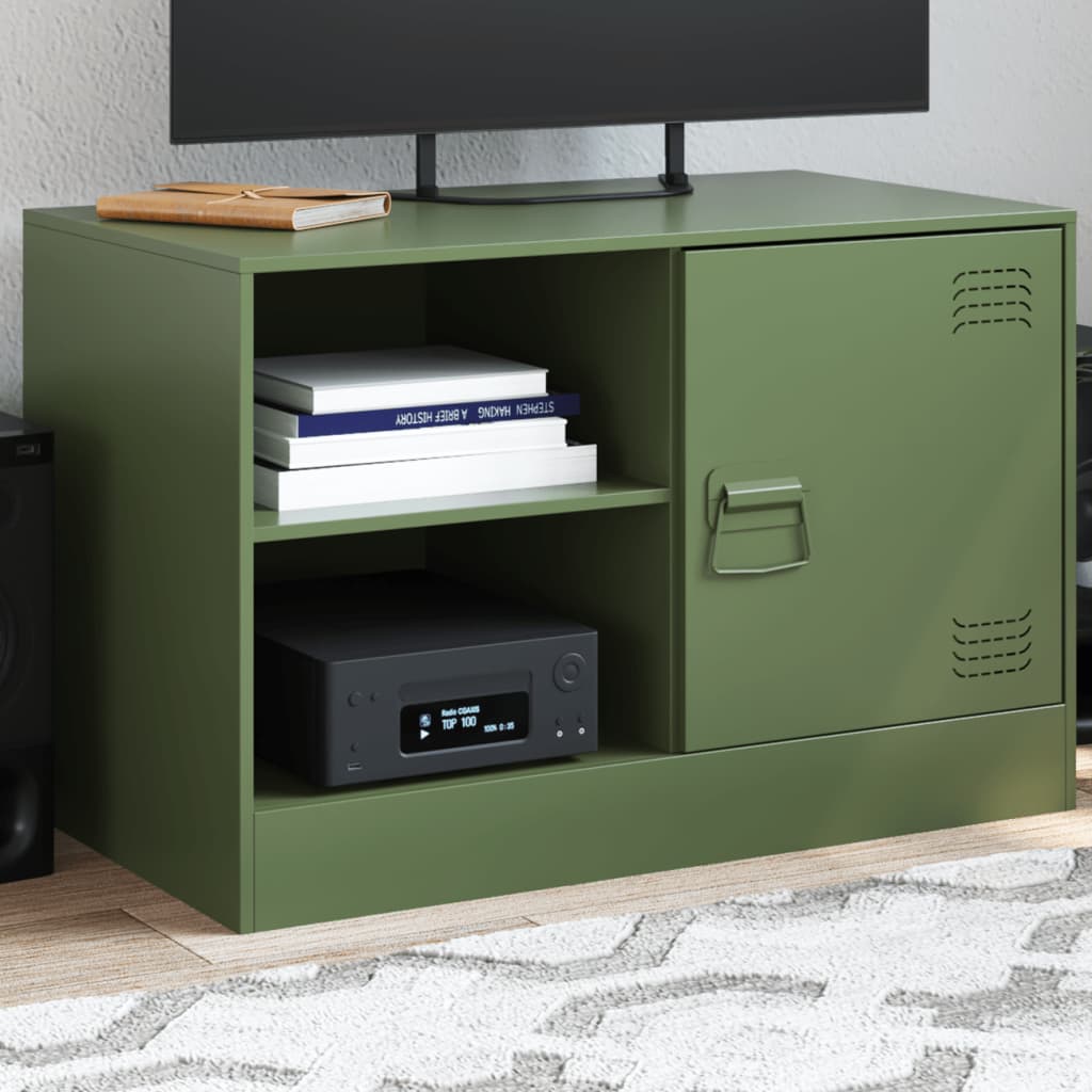 vidaXL Mueble para TV de acero verde oliva 67x39x44 cm