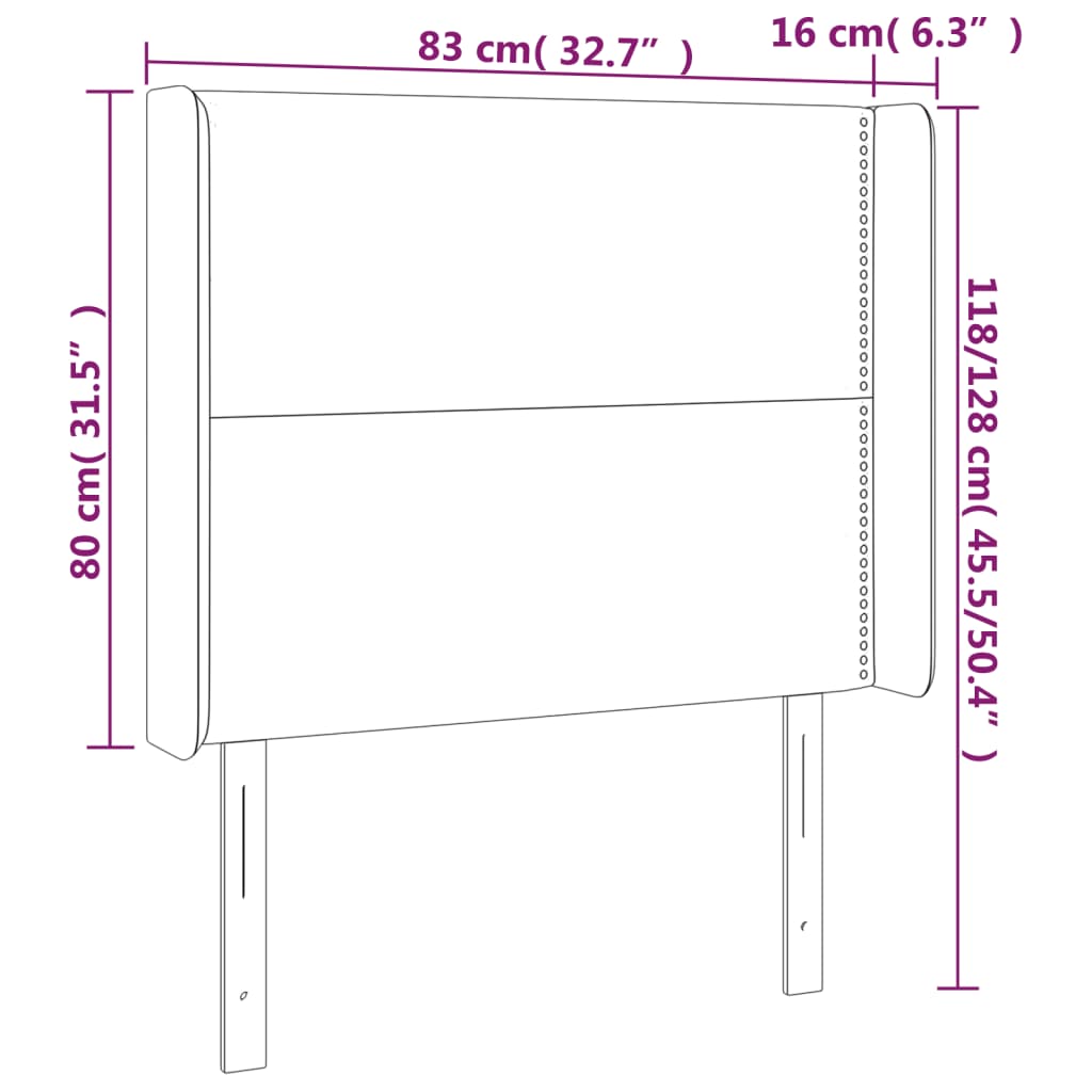 vidaXL Cabecero con orejas de cuero sintético negro 83x16x118/128 cm