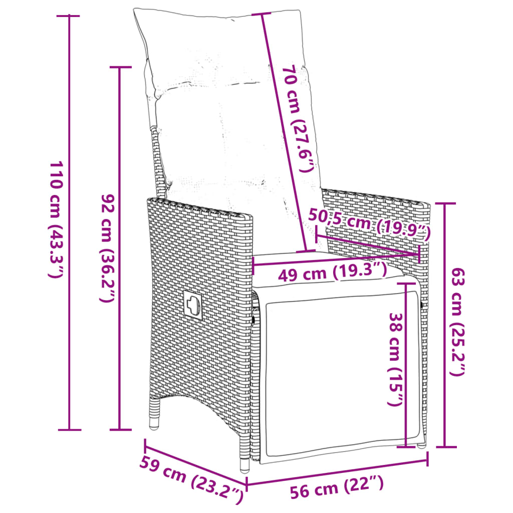 vidaXL Set de mesa y sillas de jardín 11 pzas y cojines ratán PE beige