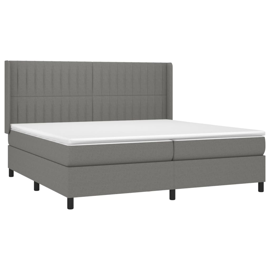 vidaXL Cama box spring con colchón tela gris oscuro 200x200 cm