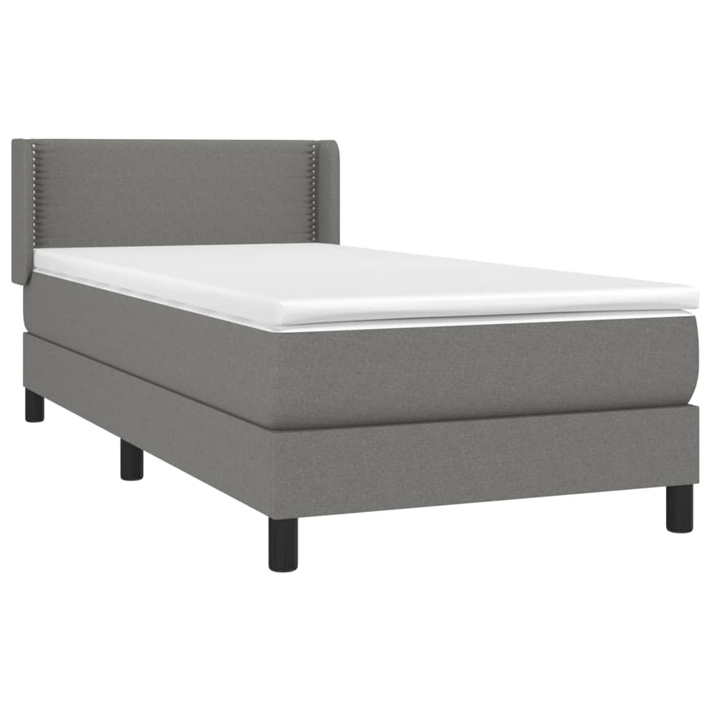 vidaXL Cama box spring con colchón tela gris oscuro 90x190 cm