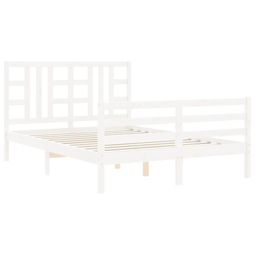 vidaXL Estructura de cama con cabecero madera maciza blanco 140x200 cm