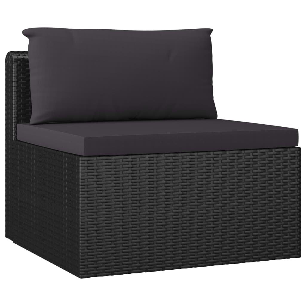 vidaXL Set muebles de jardín 8 piezas y cojines ratán sintético negro