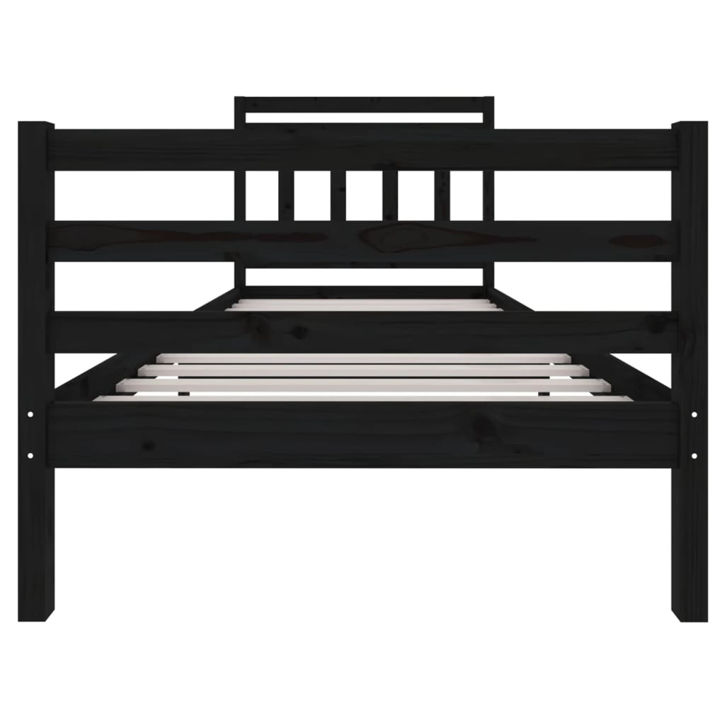 vidaXL Estructura de cama madera maciza negro 90x200 cm