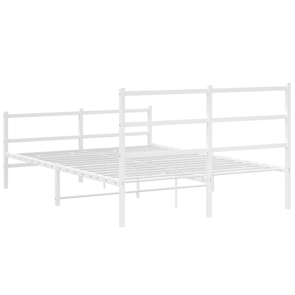 vidaXL Estructura cama metal con cabecero y estribo blanco 140x190 cm