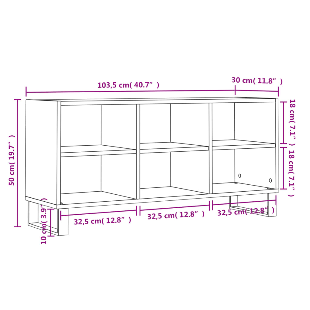 vidaXL Mueble de TV madera de ingeniería gris hormigón 103,5x30x50 cm