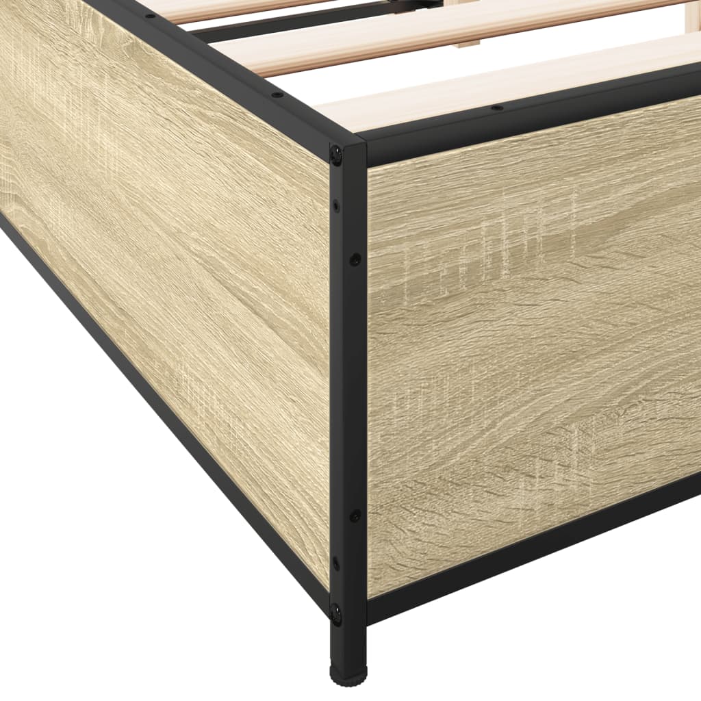 vidaXL Estructura cama madera ingeniería metal roble Sonoma 120x190 cm