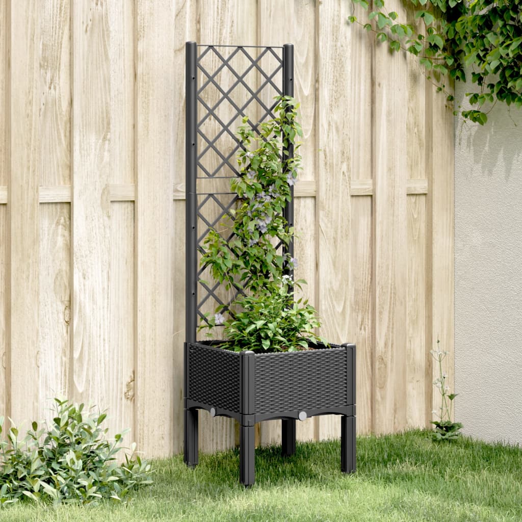 vidaXL Jardinera con enrejado PP negro 40x40x142 cm