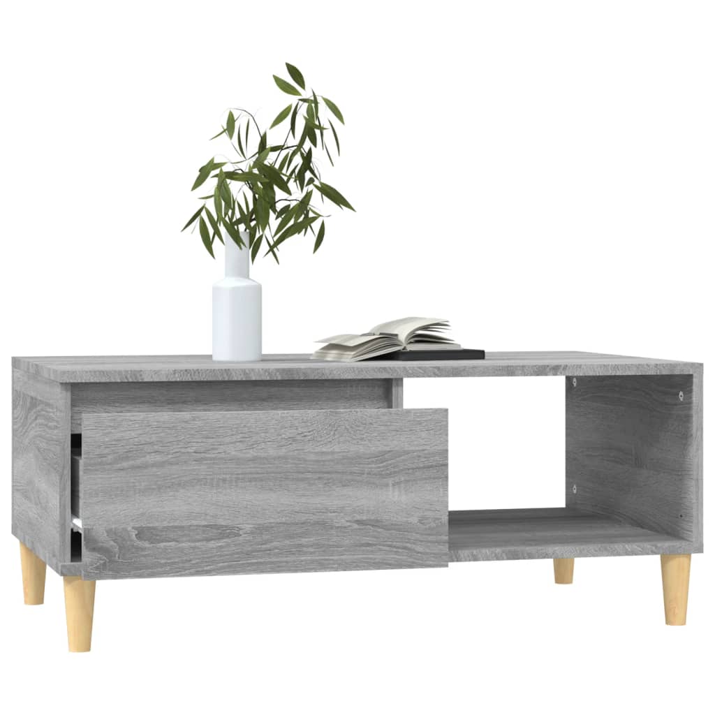 vidaXL Mesa de centro madera contrachapada gris Sonoma 90x50x36,5 cm