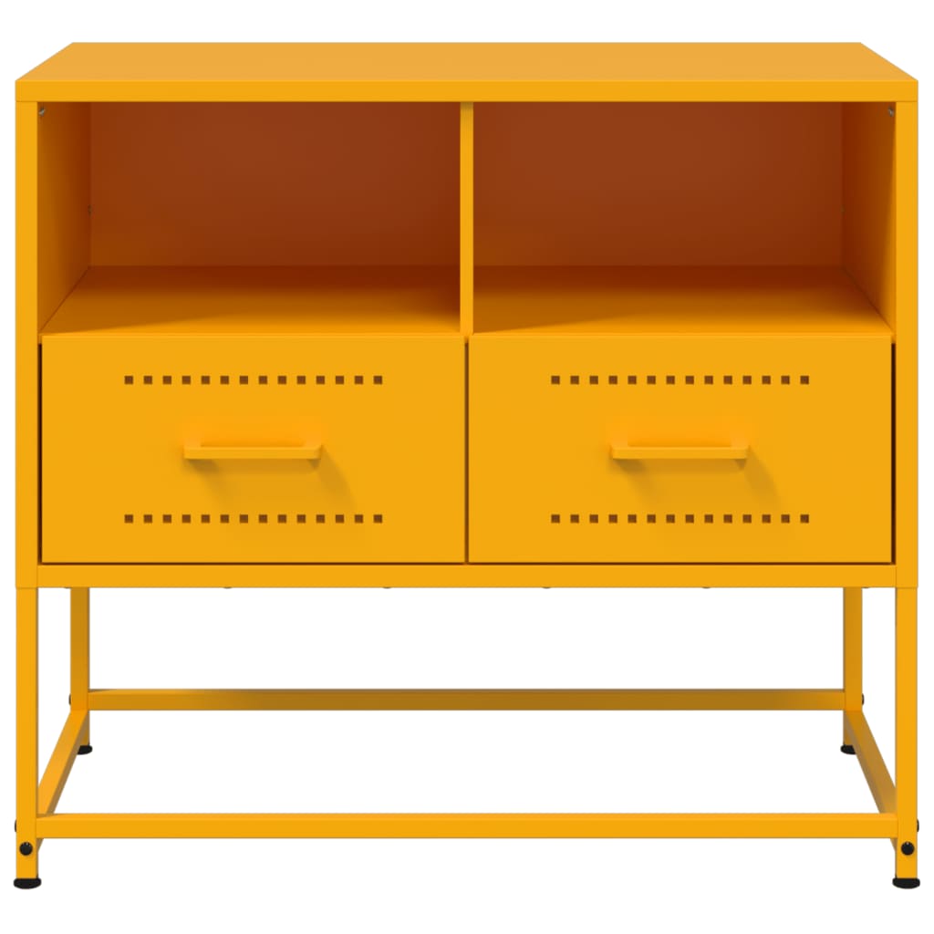 vidaXL Mueble para TV de acero amarillo mostaza 68x39x60,5 cm