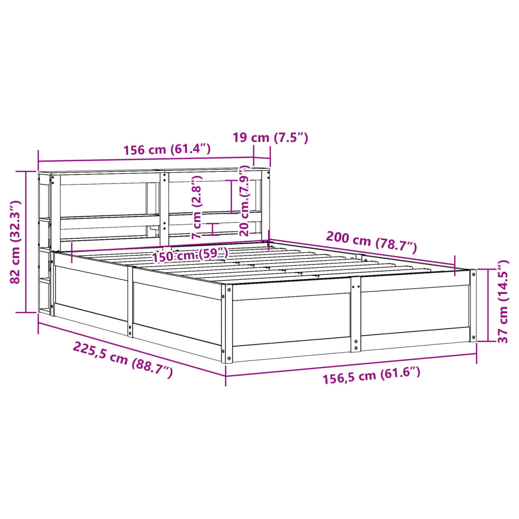 vidaXL Estructura de cama con cabecero madera de pino blanco 150x200cm