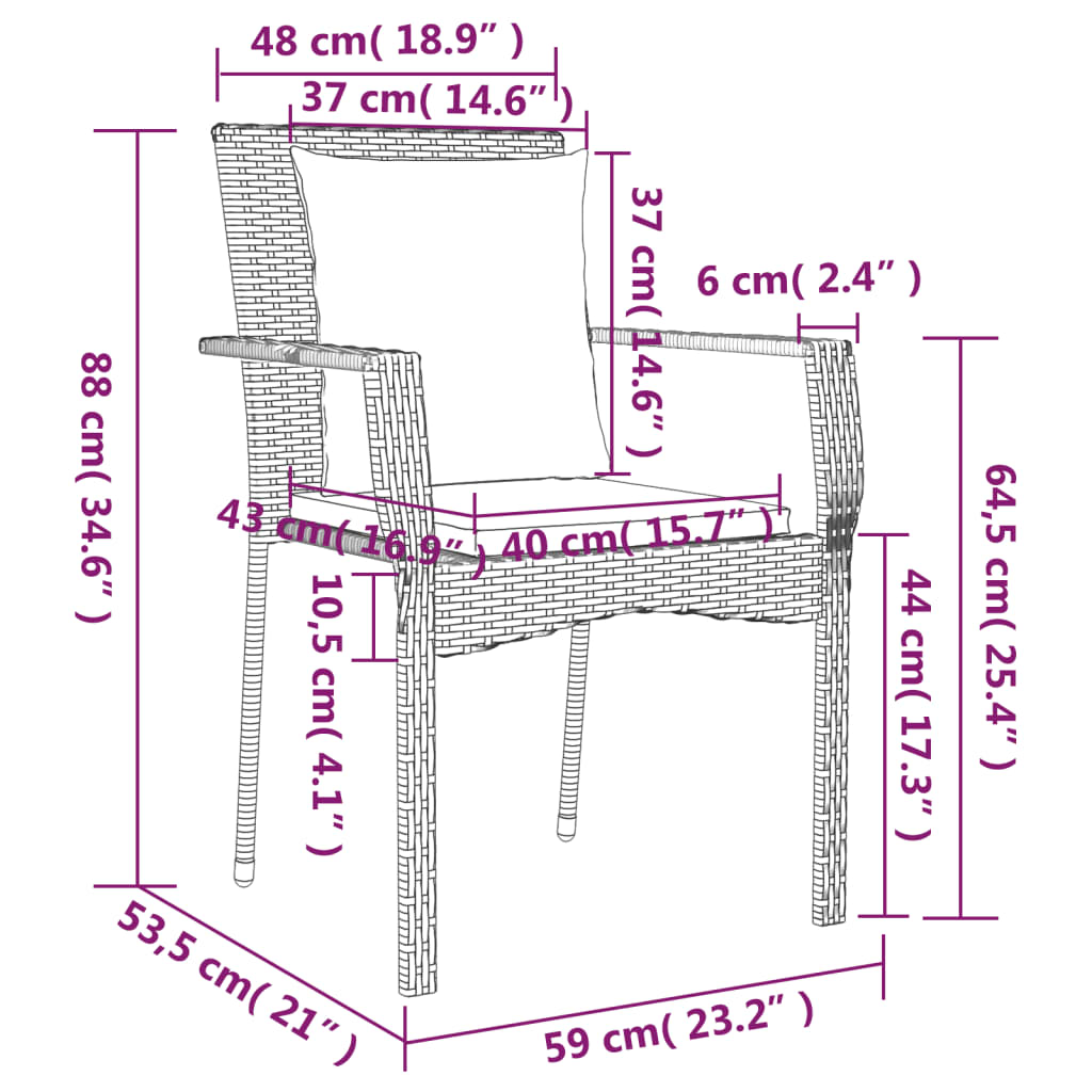 vidaXL Set comedor jardín 9 pzas y cojines ratán sintético gris