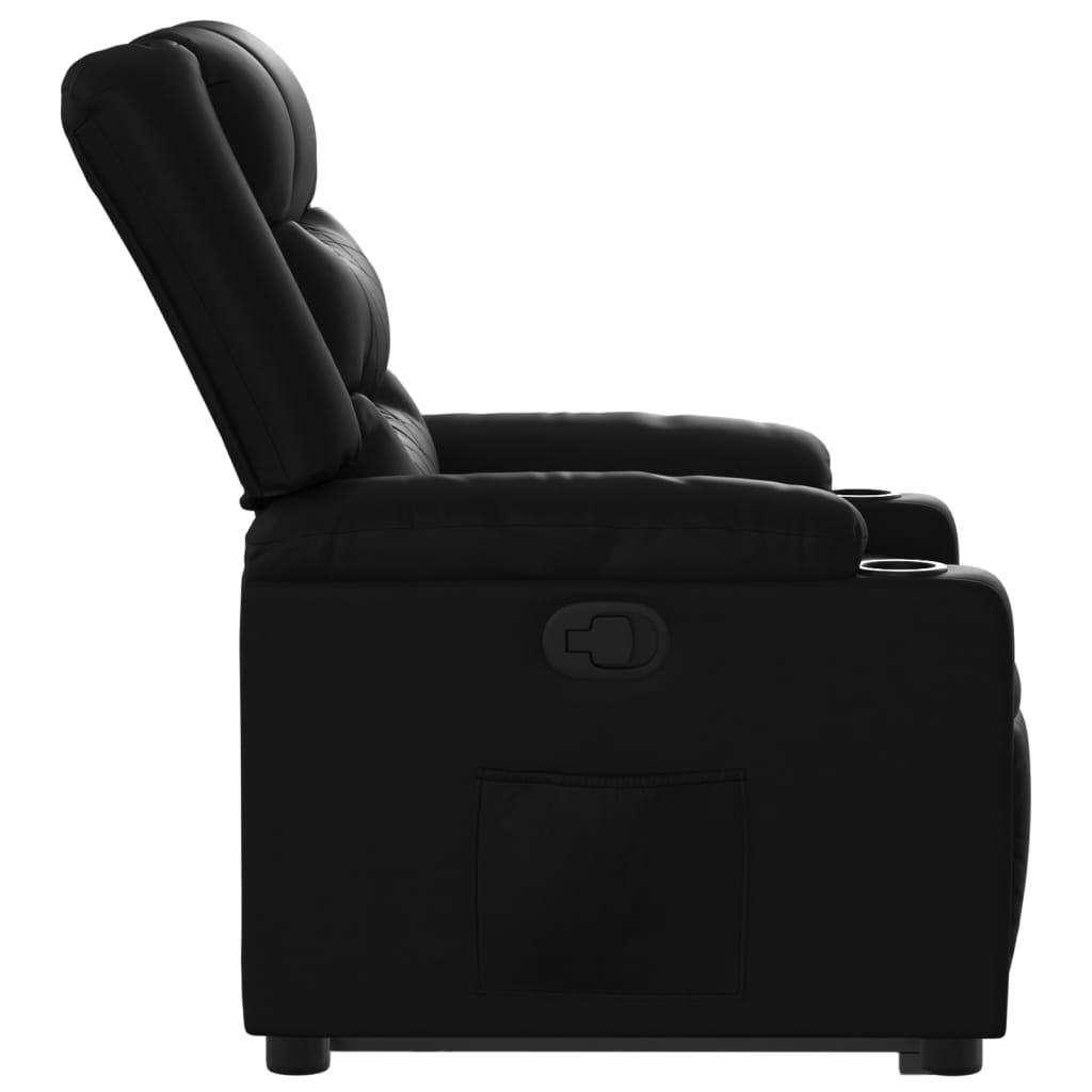 vidaXL Sillón reclinable elevable cuero artificial negro