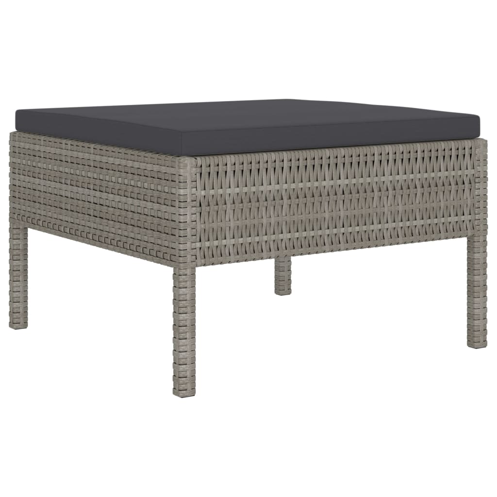 vidaXL Set de muebles de jardín 6 pzas y cojines ratán sintético gris