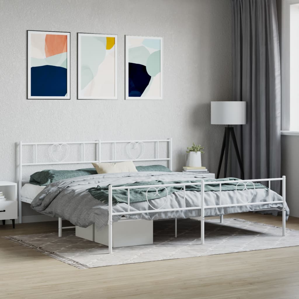 vidaXL Estructura cama sin colchón con estribo metal blanco 193x203 cm