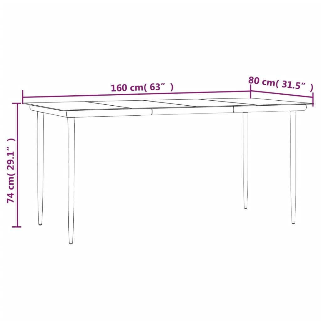 vidaXL Juego de comedor de jardín 5 piezas ratán sintético