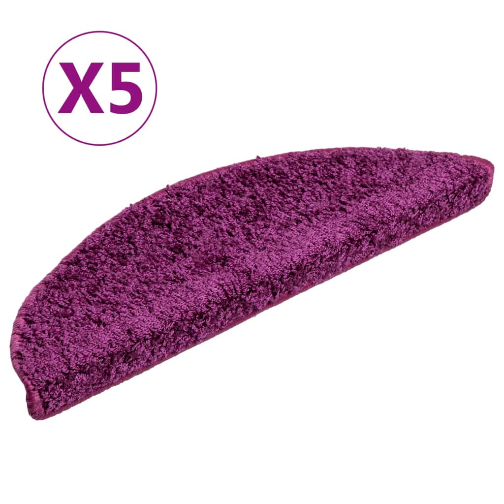 vidaXL Alfombrillas de escalera 5 unidades violeta 56x17x3 cm