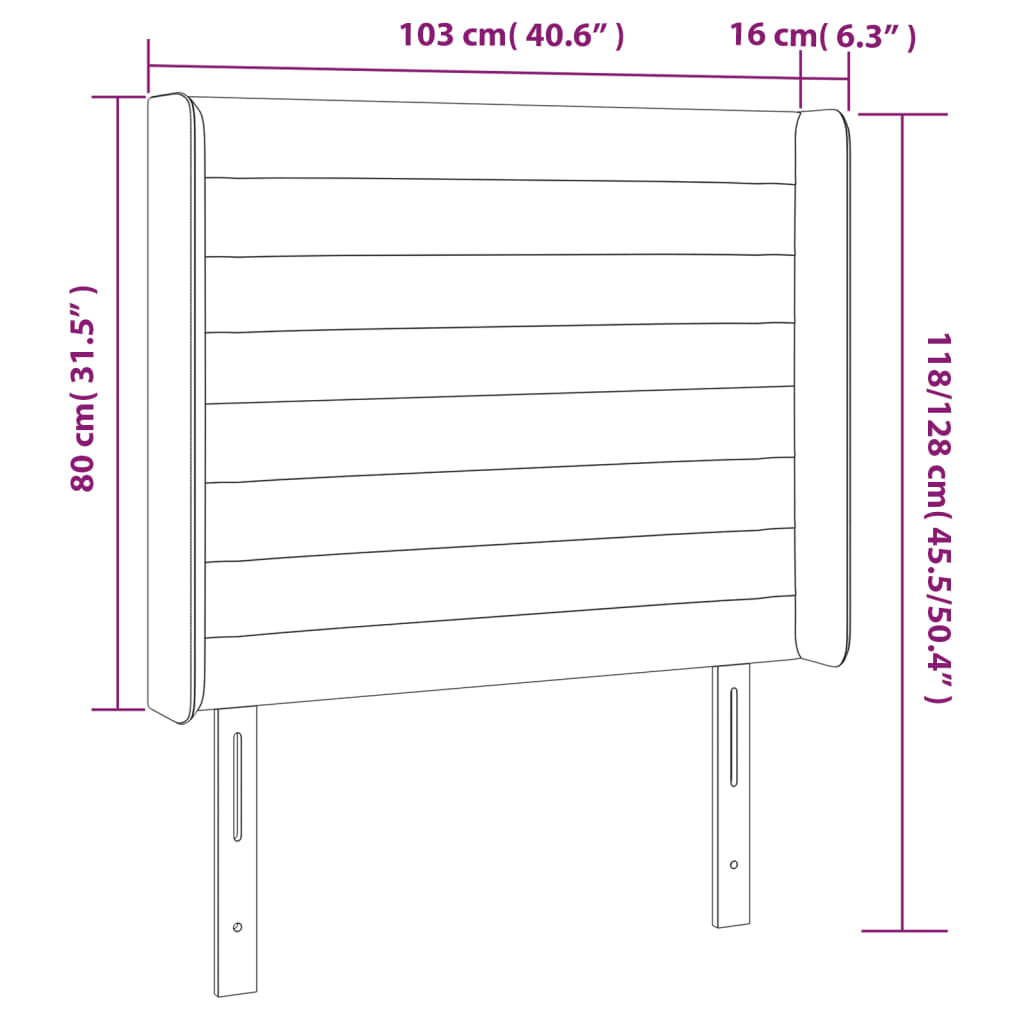 vidaXL Cabecero con orejas de tela gris claro 103x16x118/128 cm