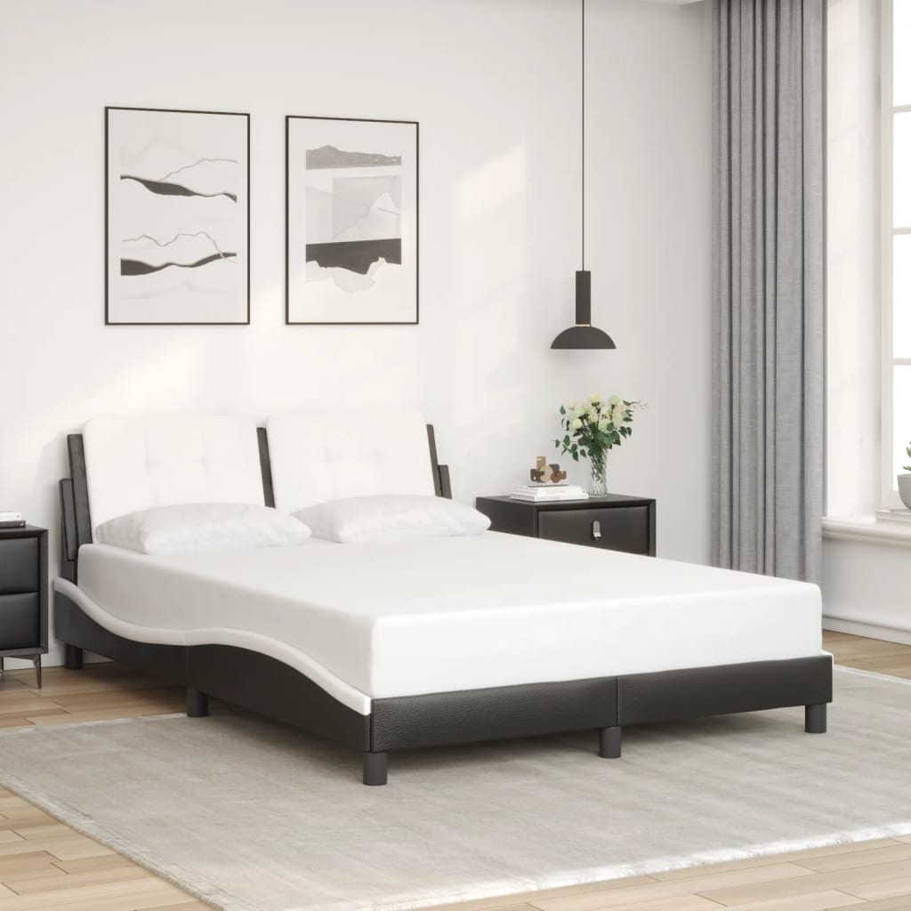 vidaXL Estructura cama cabecero cuero sintético negro blanco 120x200cm