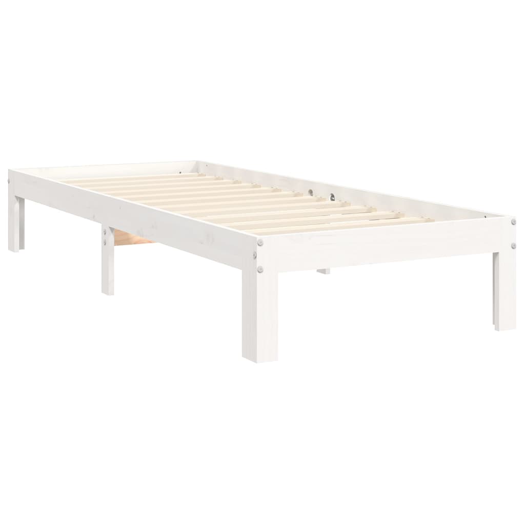 vidaXL Estructura de cama con cabecero madera maciza blanco