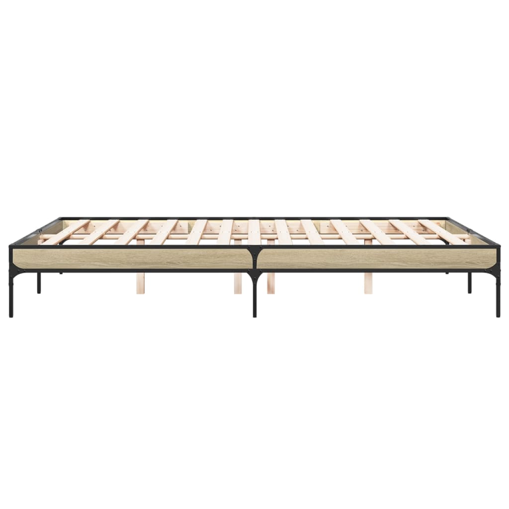 vidaXL Estructura cama madera ingeniería metal roble Sonoma 160x200 cm