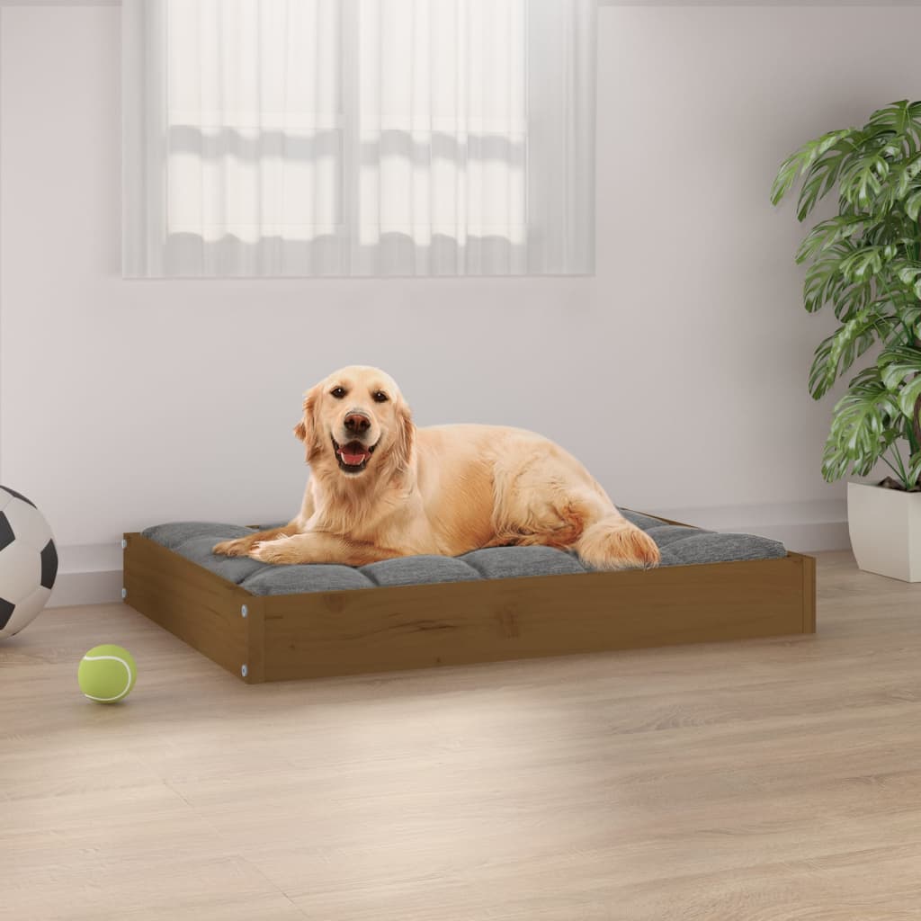 vidaXL Cama para perros madera maciza pino marrón miel 71,5x54x9 cm