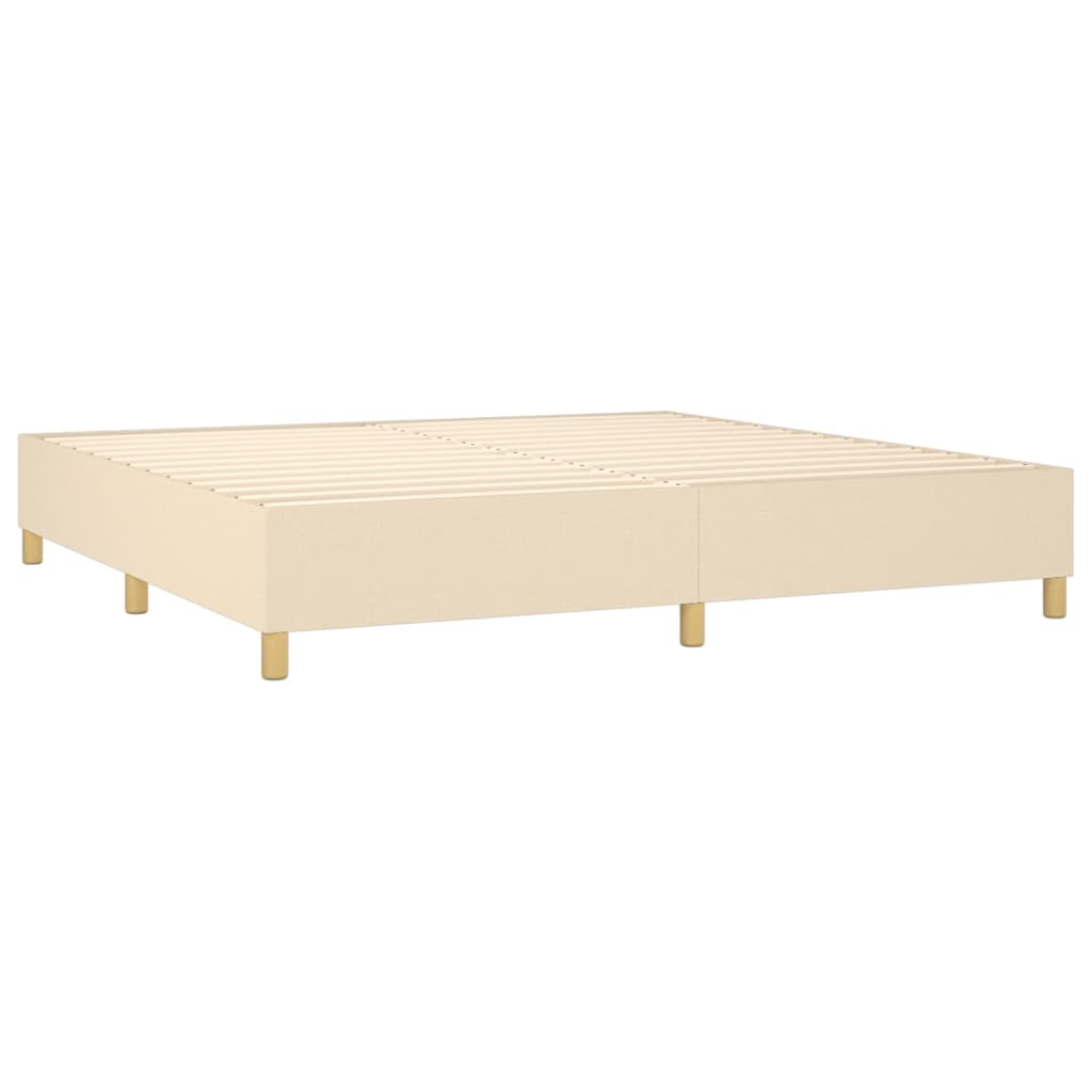 vidaXL Cama box spring con colchón tela color crema 200x200 cm