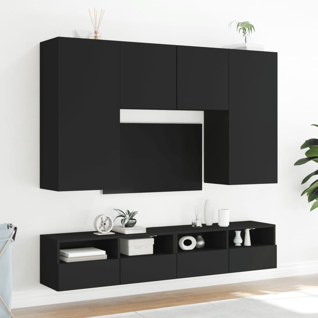 vidaXL Mueble de pared para TV madera de ingeniería negro 80x30x30 cm