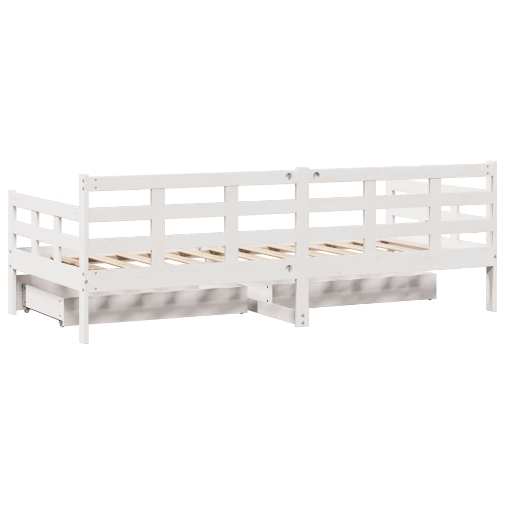 vidaXL Sofá cama con cajones madera maciza de pino blanca 80x200 cm