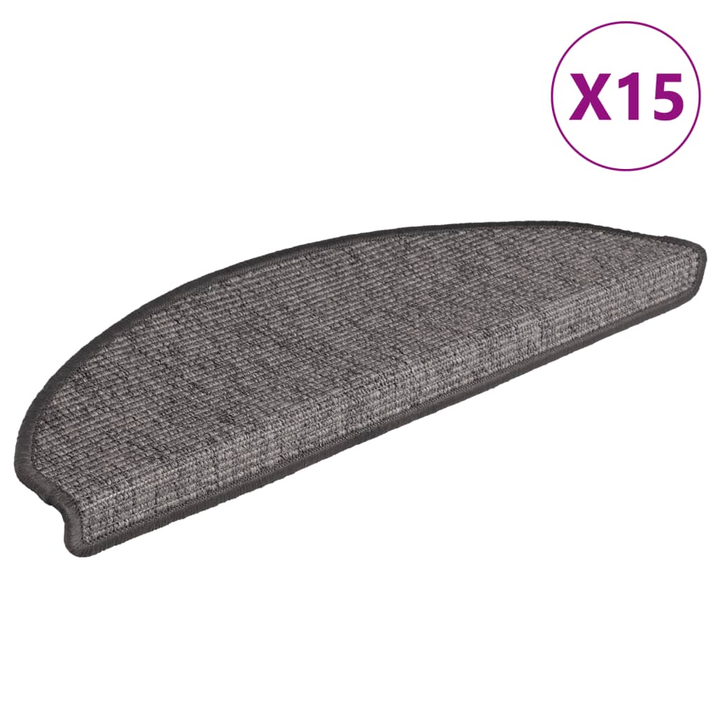 vidaXL Alfombrilla autoadhesiva escalera 15 uds gris y beige 65x21x4cm