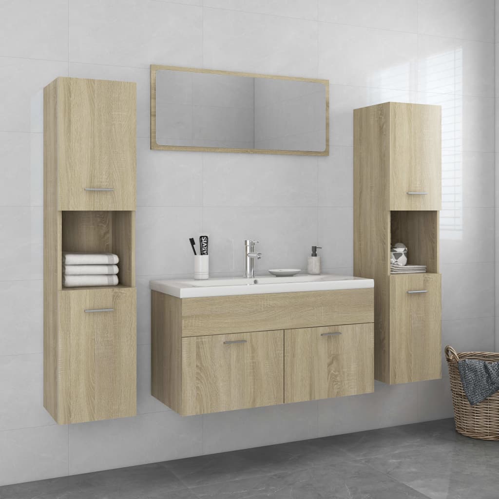 vidaXL Juego de muebles de baño madera de ingeniería roble Sonoma