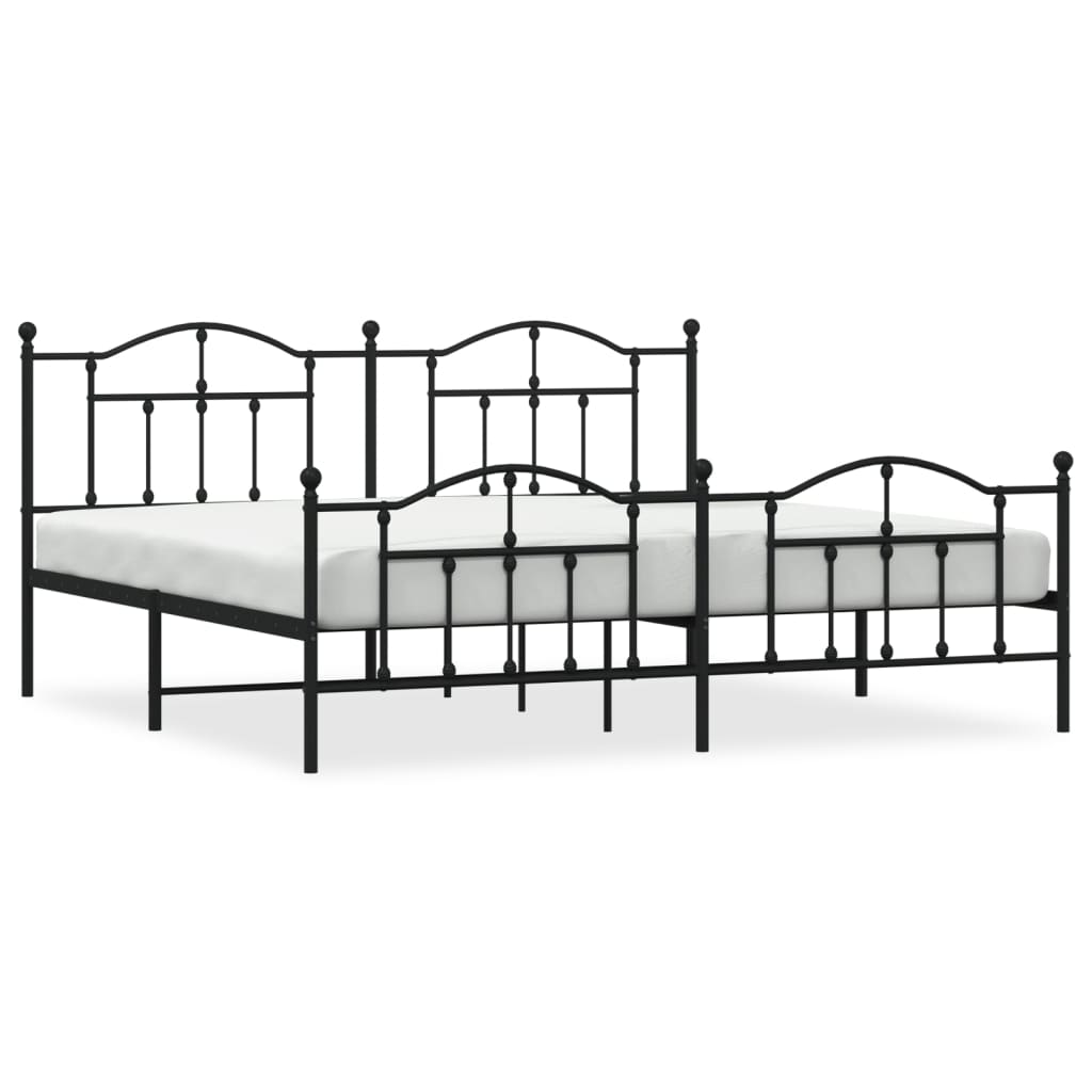 vidaXL Estructura de cama cabecero y estribo metal negro 200x200 cm