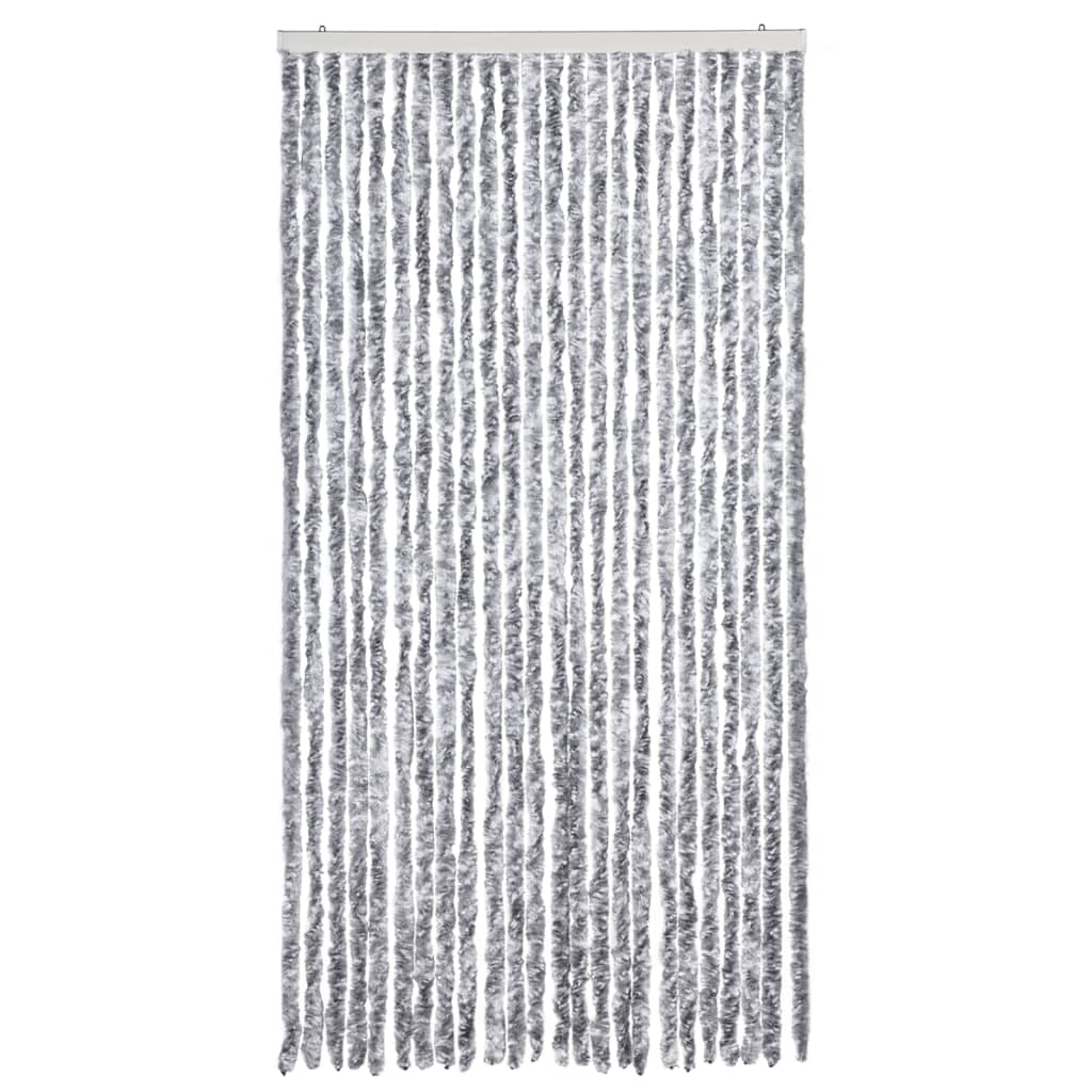 vidaXL Cortina antimoscas chenilla blanco y gris 100x200 cm