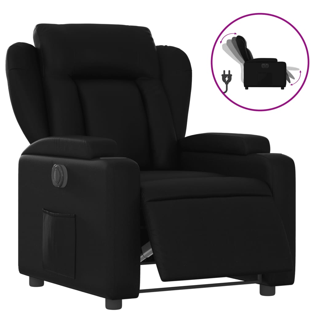 vidaXL Sillón reclinable eléctrico de cuero sintético negro