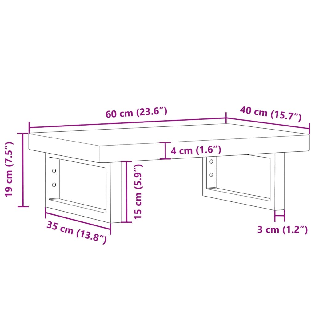 vidaXL Estante de lavabo de pared de acero y madera maciza de haya