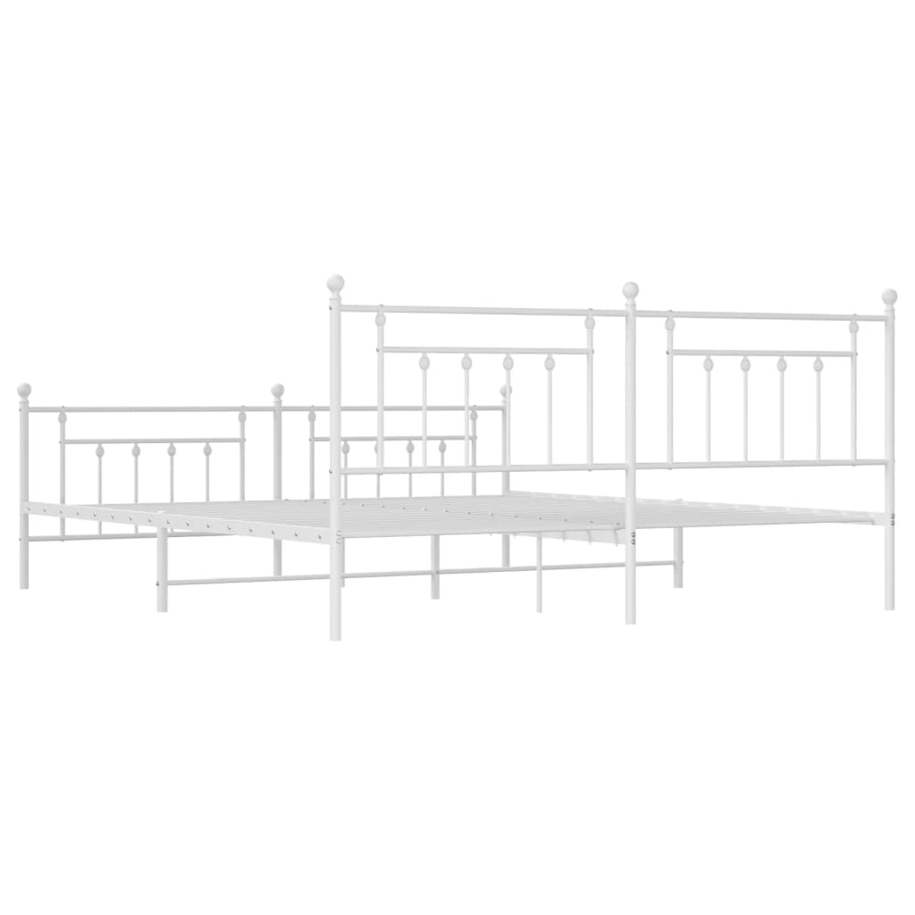 vidaXL Estructura cama metal con cabecero y estribo blanco 200x200 cm