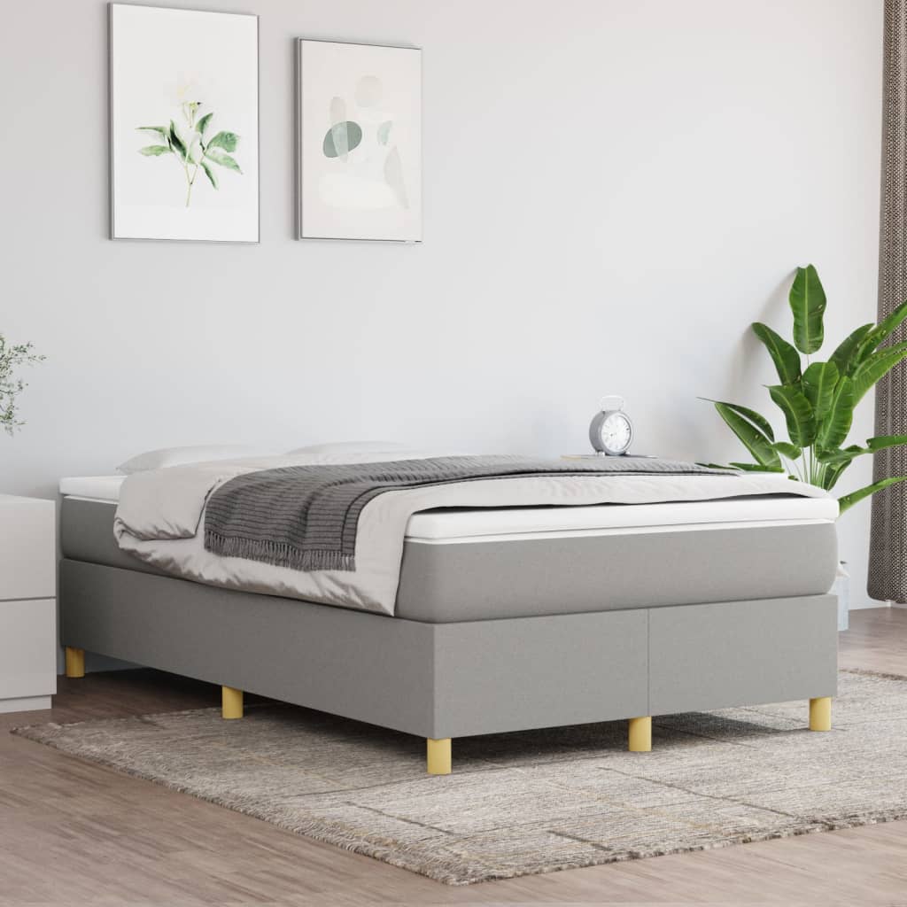 vidaXL Cama box spring con colchón tela gris claro 120x190 cm