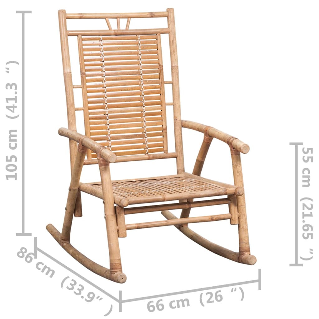 vidaXL Silla mecedora con cojín bambú