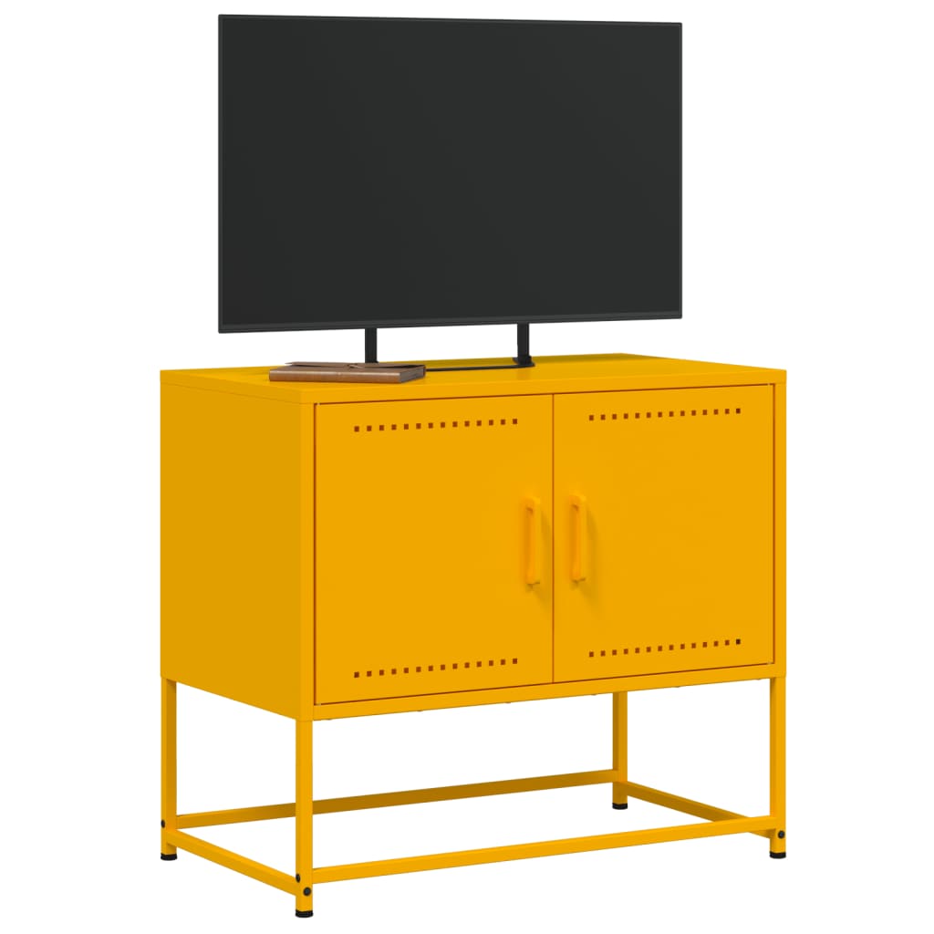 vidaXL Mueble para TV de acero amarillo mostaza 68,5x39x60,5 cm